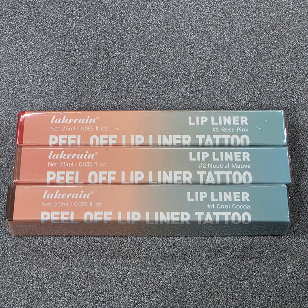 Lakerain Peel Off Lip Liner Tattoo Set 3pc Multi NEW Rose Mauve Cocoa 2.5ml